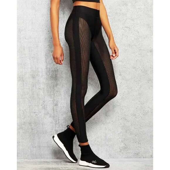 ALO Yoga Pants - Alo High-Waist Airlift Energize Legging Black Sheer Mesh Cut-Outs Cutouts Tights